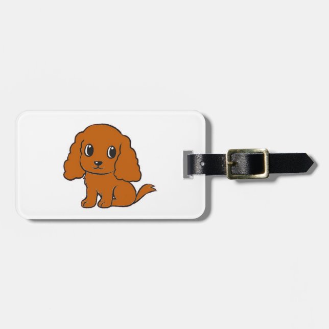 cavalier kcs ruby cartoon luggage tag (Front Horizontal)