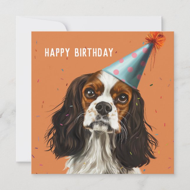 Cavalier King Charled Spaniel Birthday card (Front)