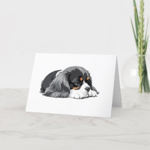 Cavalier King Charles Adorable Animal Sleeping Fun Thank You Card