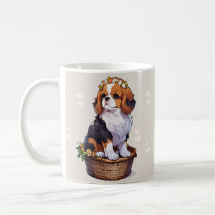 Cavalier King Charles basket with flower crown Coffee Mug