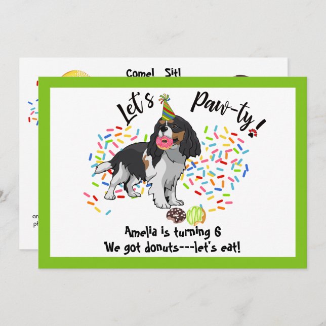 Cavalier King Charles Birthday Party Invitation (Front/Back)
