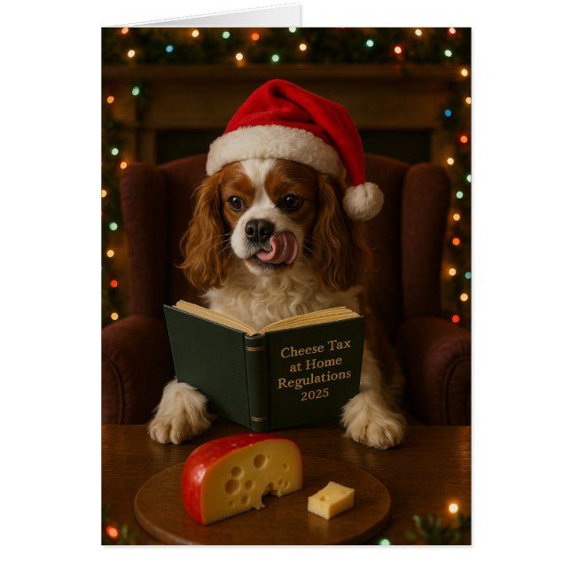 Cavalier King Charles 'Cheese Tax' Christmas card (Front)