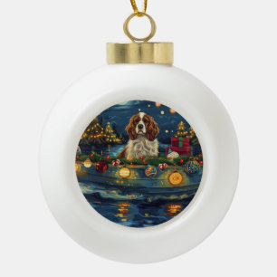Cavalier King Charles Christmas Festive Voyage Ceramic Ball Christmas Ornament