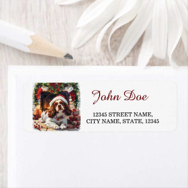 Cavalier King Charles Christmas Return Address Label (Insitu)