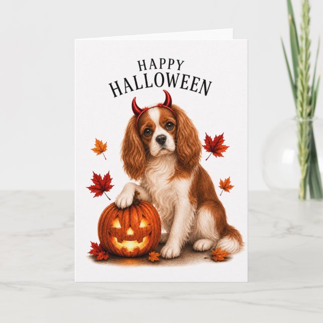 Cavalier King Charles Devil Dog Card (Front)