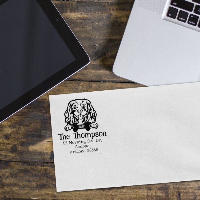 Cavalier King Charles Dog, Custom Return Address,  Rubber Stamp (Creator Uploaded)