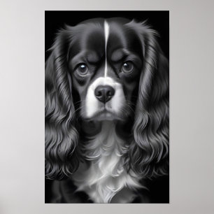 Cavalier King Charles Dog Cute Pet Portrait Poster