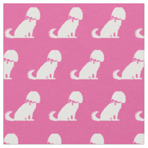 Cavalier King Charles Dog Silhouette Pet Pink Fabric