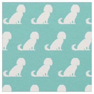 Cavalier King Charles Dog Silhouette Pet Teal Fabric
