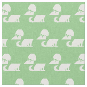 Cavalier King Charles Dog Silhouette Sage Green Fabric