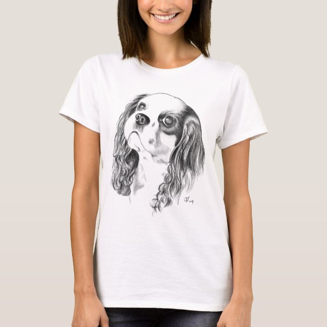 Cavalier King Charles Drawing T-Shirt (Front)