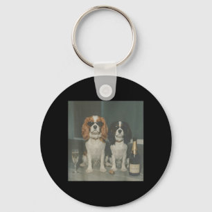 Cavalier King Charles Drinking Champagne Funny Dog Key Ring