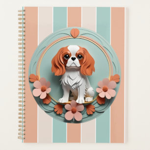 Cavalier King Charles Flowers Paper Cutting Art Planner