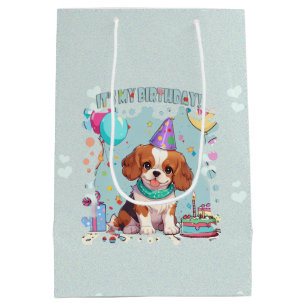 Cavalier King Charles Pastel It's my Birthday Medium Gift Bag