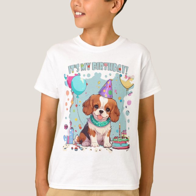 Cavalier King Charles Pastel It's my Birthday T-Shirt (Front)