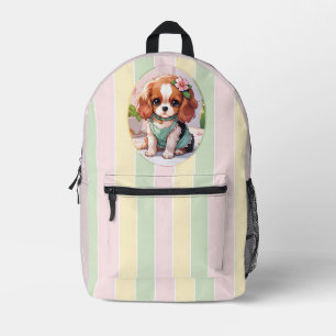 Cavalier King Charles Pastel Lines Cottagecore Printed Backpack