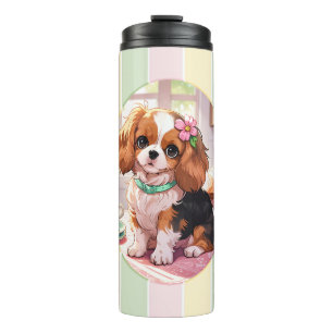 Cavalier King Charles Pastel Lines Cottagecore Thermal Tumbler