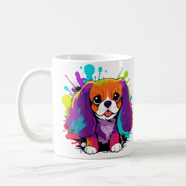 Cavalier King Charles Pastel Splash of Colour Coffee Mug (Left)