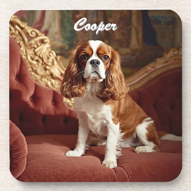 Cavalier King Charles Personalised Coaster Set (Front)