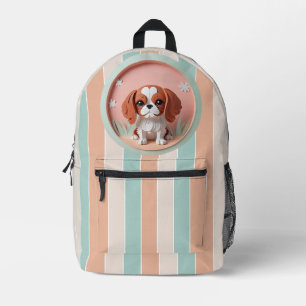 Cavalier King Charles Pink Pastel Paper Cutting Printed Backpack