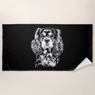 Cavalier King Charles Portrait Minimalist Apparel Beach Towel