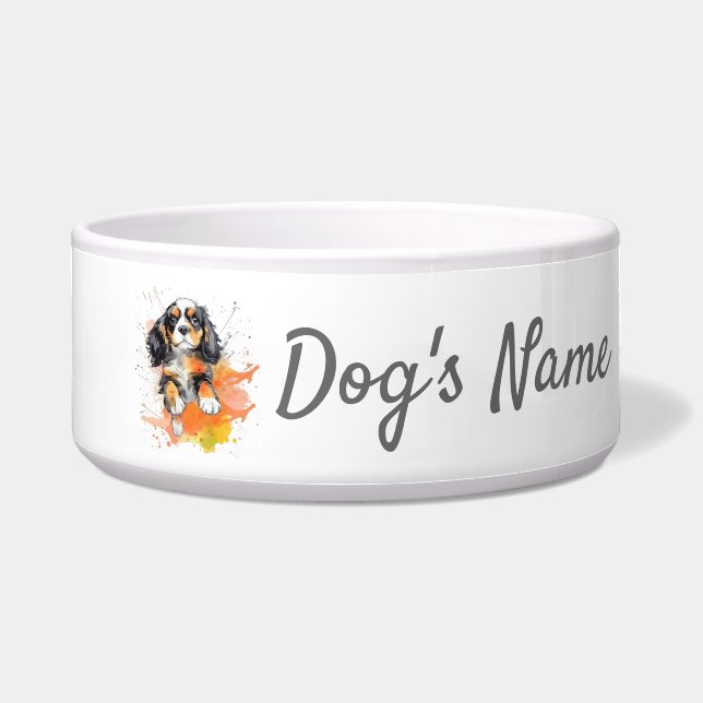 Cavalier King Charles puppy Ceramic Pet Bowl (Front)