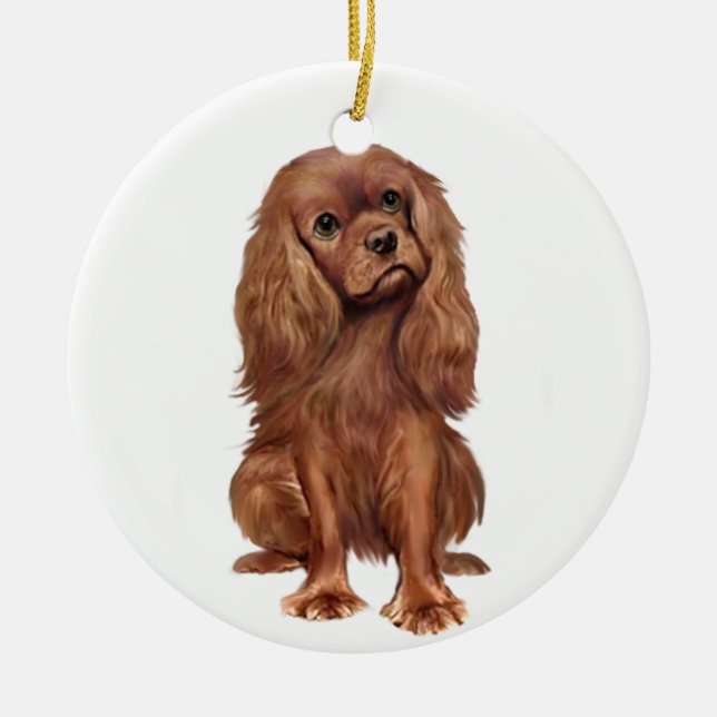 Cavalier King Charles - Ruby Ceramic Tree Decoration (Front)
