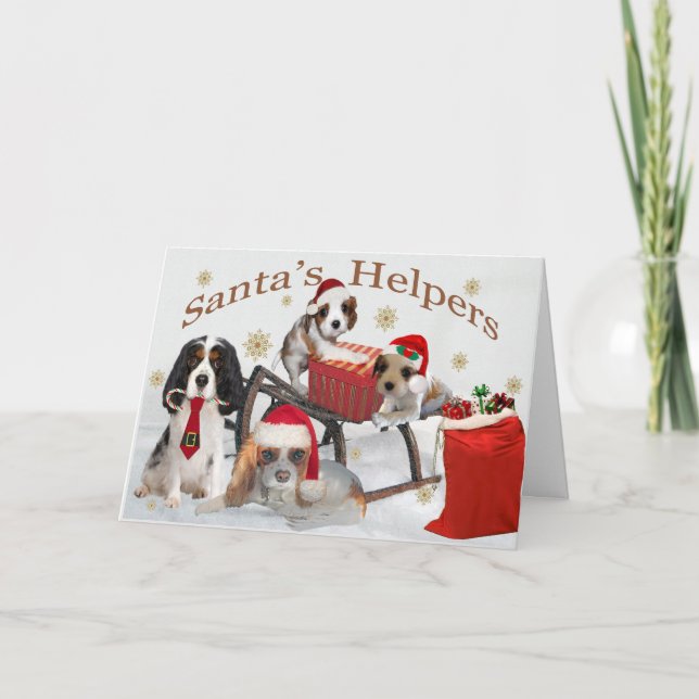 Cavalier King Charles Santa's Helpers Holiday Card (Front)