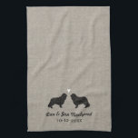 Cavalier King Charles Silhouettes with Heart Tea Towel<br><div class="desc">Cavalier King Charles Spaniel Silhouettes with Heart and Customisable Text. Great for a thoughtful wedding shower gift.</div>