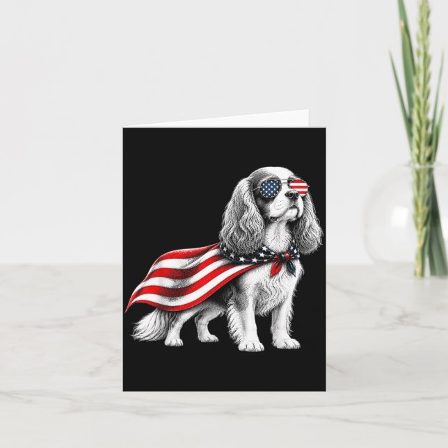 Cavalier King Charles Spaniel 4th Of July Card (Front)