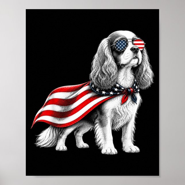 Cavalier King Charles Spaniel 4th Of July Poster (Front)