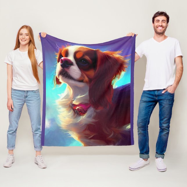 cavalier king charles spaniel AI4 Fleece Blanket (In Situ)
