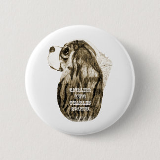 Cavalier King Charles Spaniel Antique Profile 6 Cm Round Badge