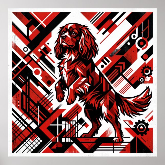 Cavalier King Charles Spaniel Art Deco Poster | Bo (Front)
