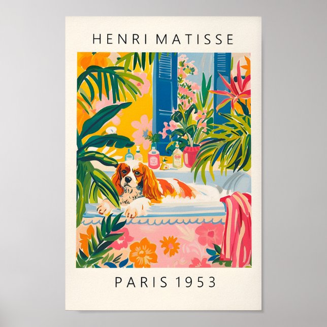 Cavalier King Charles Spaniel Art Print, Funny Bat Poster (Front)