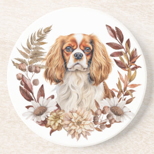 Cavalier King Charles Spaniel Autumn Wreath Coaster