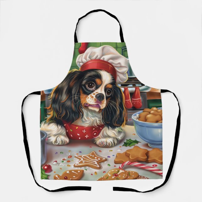 Cavalier King Charles Spaniel Baking Christmas Apron (Front)