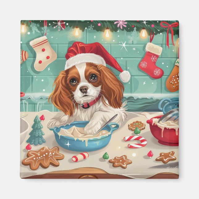 Cavalier King Charles Spaniel Baking Christmas Magnet (Front)