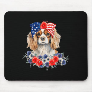 Cavalier King Charles Spaniel Bandanna Usa Flag 4t Mouse Pad