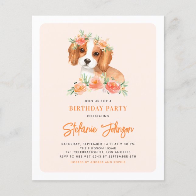 Cavalier King Charles Spaniel Birthday Invitation (Front)