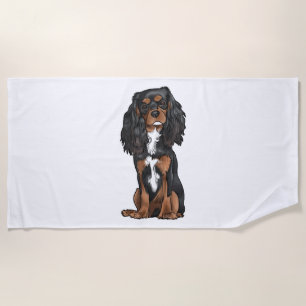 Cavalier King Charles Spaniel - Black and Tan Beach Towel