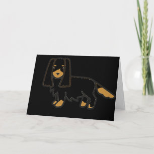 cavalier king charles spaniel black and tan cartoo card