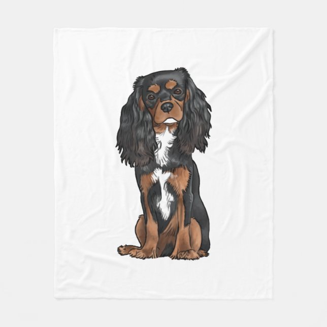 Cavalier King Charles Spaniel - Black and Tan Fleece Blanket (Front)