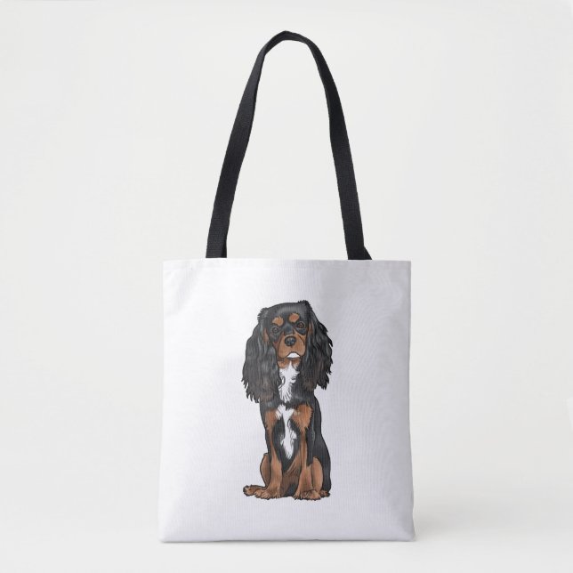 Cavalier King Charles Spaniel - Black and Tan Tote Bag (Front)