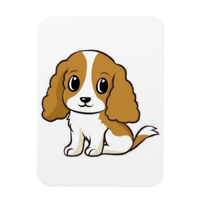 cavalier king charles spaniel blenheim cartoon magnet (Vertical)