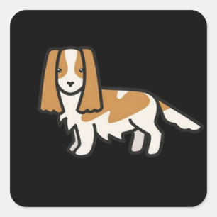 cavalier king charles spaniel blenheim cartoon square sticker