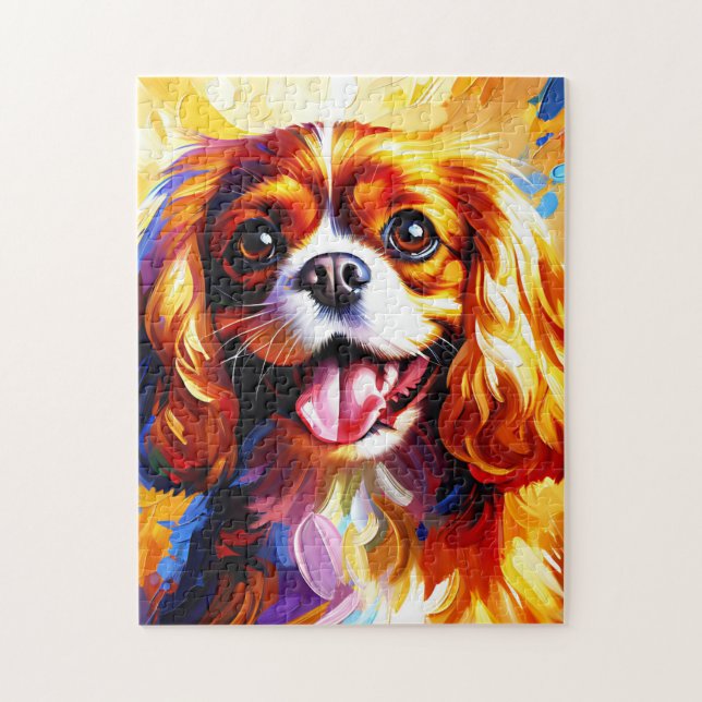 Cavalier King Charles Spaniel Blenheim Dog Acrylic Jigsaw Puzzle (Vertical)