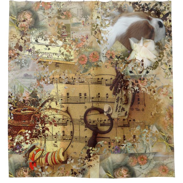 Cavalier King Charles Spaniel, Blenheim Shower Curtain (Front)