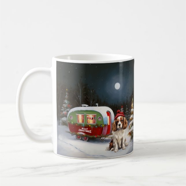 Cavalier King Charles Spaniel Caravan Christmas  Coffee Mug (Left)