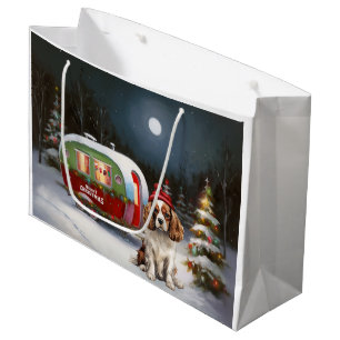Cavalier King Charles Spaniel Caravan Christmas  Large Gift Bag